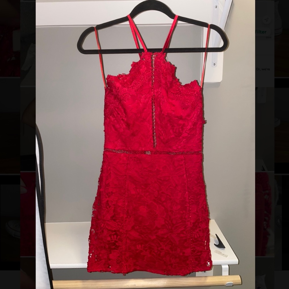 Lacy, red mini-dress from Lush. Size medium.